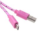 Android Phones Data Cable Nylon Woven Cable Micro USB Port 2m Pink