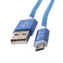 Android Phone Micro USB 8pin Colorful Woven Data Cable Metal Shell 1m Blue