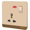13A Wall-Mount Socket Panel Single Outlet With Indicator Light Golden