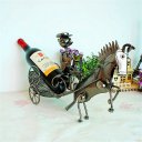 Creative Home Decoration Vintage Carriage Pattern Stainless Steel Wine Rack Silver
