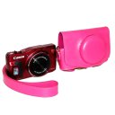 Leather Protective Camera Case for  Camera Shoulder Bag Rose Red