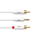 3.5mm to 2RCA Audio Stereo Switch Cable 1500mm White 1 to 2