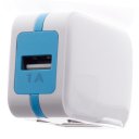 Protable Travel Power Charger Adapter 3M-130 US Standard 5V 1A USB White with Blue