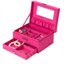 Retro Jewelry Box Casket Box Exquisite Makeup Case Organizer Lint Pink