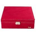 Retro Style Lint Jewelry Box Casket Box Exquisite Makeup Case Organizer Dark Red