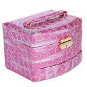 Jewelry Box Casket Box Exquisite Makeup Case Organizer Crocodile Stripe Purple