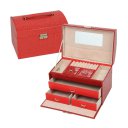 Leather Jewelry Box Casket Box Exquisite Makeup Case Organizer Dark Red