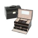Leather Jewelry Box Casket Box Exquisite Makeup Case Organizer Dark Red