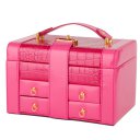 Jewelry Box Casket Box Exquisite Makeup Case Organizer 3 Drawers Rose Red