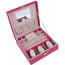 Leather Jewelry Box Casket Box Exquisite Makeup Case Organizer Crocodile Stripe Coffee