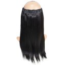 Flip in 100% Human Hair No Shedding Halo Extension Hair Silk Straight 18 inch #1b