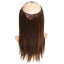 Flip in 100% Human Hair No Shedding Halo Extension Hair Silk Straight 18 inch #4
