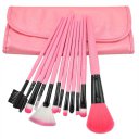 Makeup Cosmetic Brush Set 12 Brushes with Case Wallet Style Pink