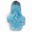Cosplay COS Wig Side Swept Bangs Long Curly Hair Blue 70cm