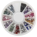 12 Color Shiny Glitter Nail Art Tool Kit Artificial Diamond Crystal PentagramShape