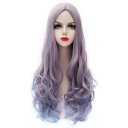 LW-1042 Japanese Anime Cosplay COS Wig Middle Part Long Curly Hair Gray to Blue