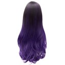 LW-1046 Japanese Anime Cosplay COS Wig Middle Part Long Curly Hair Black to Purple