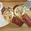 Women's Mechanical Watch Hollow Out Dial Plate Crystal Watch 150820 Golden
