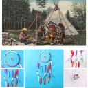 Colorful Dream Catcher with ABS Ring Feathers Wooden Beads for Craft Gift MS6061