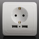 Dual USB Port Adapter For EU Plug GermanSocket 250V/16A/2A White Color ABS Panel