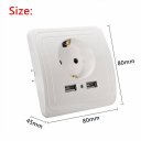 Dual USB Port Adapter For EU Plug GermanSocket 250V/16A/2A White Color ABS Panel