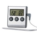 Digital Cooking Kitchen Food Meal Thermometer for BBQ Oven Built-in Clock Timer