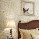 10M Floral 3D Embossed Textured Non-woven Flocking Wallpaper Wall Paper Rolls