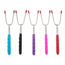 Stainless Steel Telescopic Barbecue Fork Rotating Set Of 5 For Campfire Outdoor