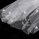 Handmade beaded 2T Wedding Bridal Veil With Comb White Beads Pearl White