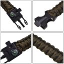 Paracord Bracelet with Compass, Whistle, Flintstone, Climbing Rope Camouflage green