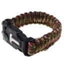 Paracord Bracelet with Compass, Whistle, Flintstone, Climbing Rope Camouflage Color