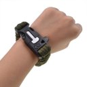 Paracord Bracelet with Whistle, Flintstone, Knife, Climbing Rope Green