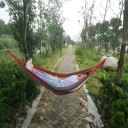 Outdoor Hammock For Two People Canvas Hammock With Cloth Bag Rope Red Colorful Strip