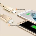 HASMINE Data & Power Charger Cable for Apple Android Two Mobile Phone Champagne Gold