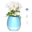 Flowerpot Bluetooth Speaker Night Light Touch Control Wireless Speaker Blue