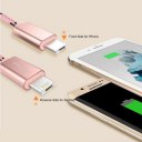 Data & Power Charger Cable for Apple Android Two Mobile Phone Rose Gold