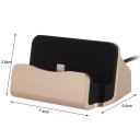 Charge+Sync Dock for Apple Lightning Devices Phone Holder Golden