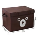 Children Kids Cartoon Bear Polka Dots Portable Foldable Storage Box Large Size Coffee Color