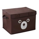 Children Kids Cartoon Bear Polka Dots Portable Foldable Storage Box Large Size Coffee Color