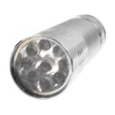 9 Lights Mini Flashlight Torch Silver