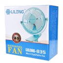 Lileng 835 Desktop Fan For Chlidren Chargeable Fan Clip Base 2 Speeds Mini Portable Fan Blue
