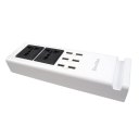 Doolike DL-CDA9 Surge Protector 6 USB Ports 2 AC Ports Power Strip Phone Holder White