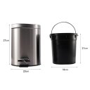 Small Round Step Trash Can with Close Lid Removable Inner Wastebasket Anti-Fingerprint Stainless Ste
