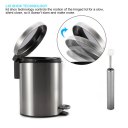 Small Round Step Trash Can with Close Lid Removable Inner Wastebasket Anti-Fingerprint Stainless Ste