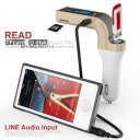 Car Charger MP3 Player USB Charger Bluetooth Support TF Card AUX Golden
