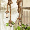 Vintage Design Hemp Rope Pendant Light Lamp Countryside Style Hanging Lamps