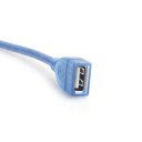 30CM USB 2.0 Extension Cable Transparent Blue Male To Female Extension Cord