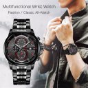 Men Multifunctional Stainless Steel Watch Business Round Dial Quartz Watch