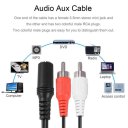 3.5mm Stereo Female Jack to 2 RCA Male Audio Aux Cable Headphone Adapter Cable