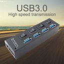 Portable USB 3.0 High Speed Hub with Four Separate Ports with Power Supply